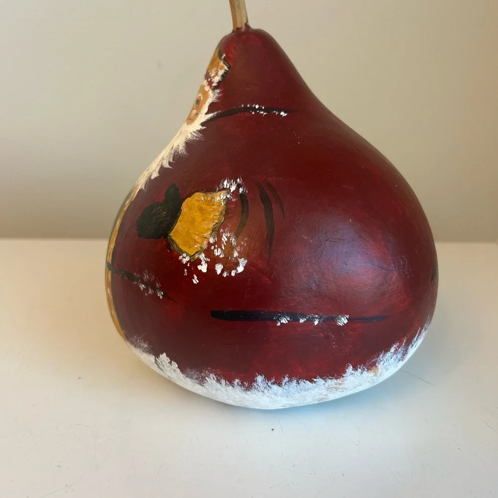 Santa Claus Gourd Hand‎ Painted 8” Christmas Folk Art Primitive Rustic Cin Land